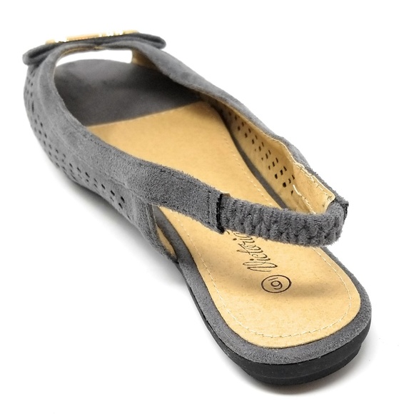Slingback Open Toe Ballet Flats, B-2621, Grey - Picture 3 of 4